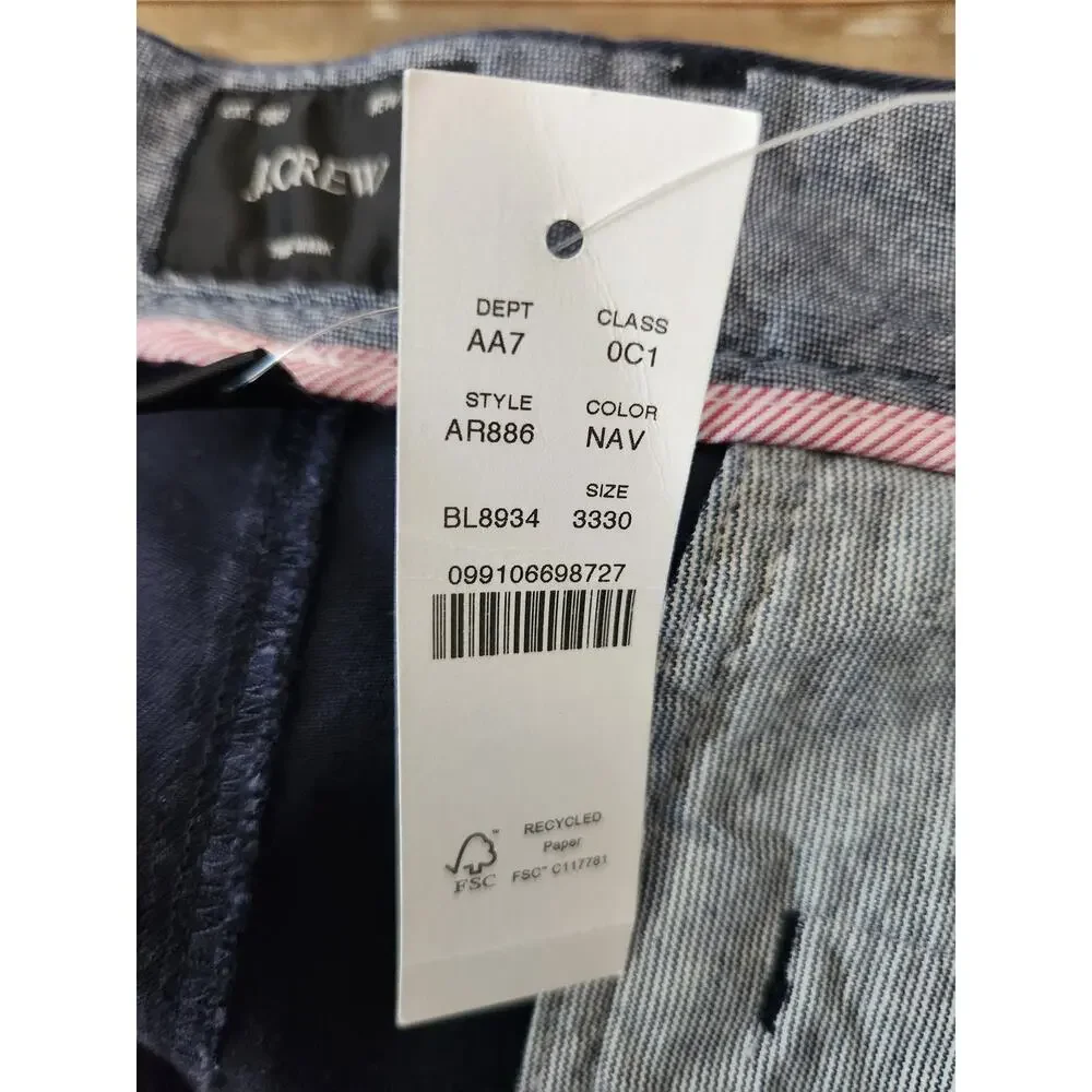 NWT J. Crew Men's 770™ Straight-Fit Stretch Chino Pant Navy 33/30